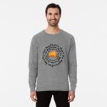 Lightweight crewneck sweatshirt printed with golden Aussie meat pie in the shape of Australia map outline