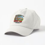 Cotton dad-cap with cartoon koala eating meat pie on Sydney Opera House steps in front of blue harbour sky
