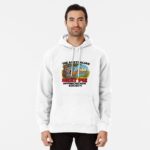 Pullover hoodie printed with cartoon koala eating meat pie sitting on Sydney Opera House steps under blue sky