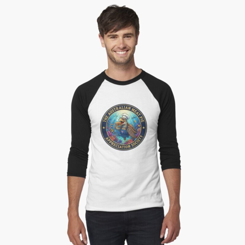 The Meat Pie Sea Turtle - Baseball ¾ Sleeve T-Shirt
