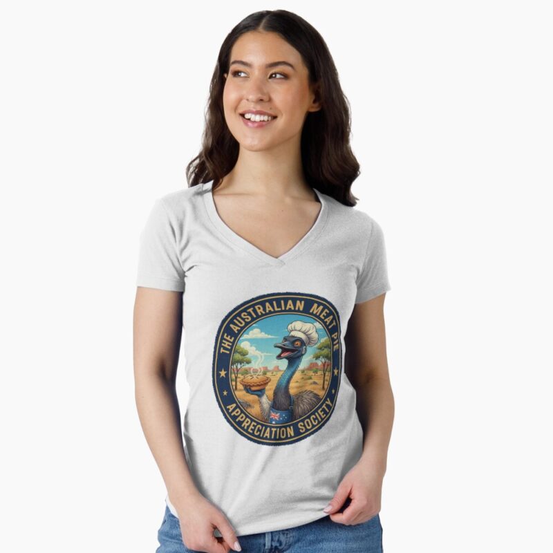 The Meat Pie Emu - Fitted V-Neck T-Shirt